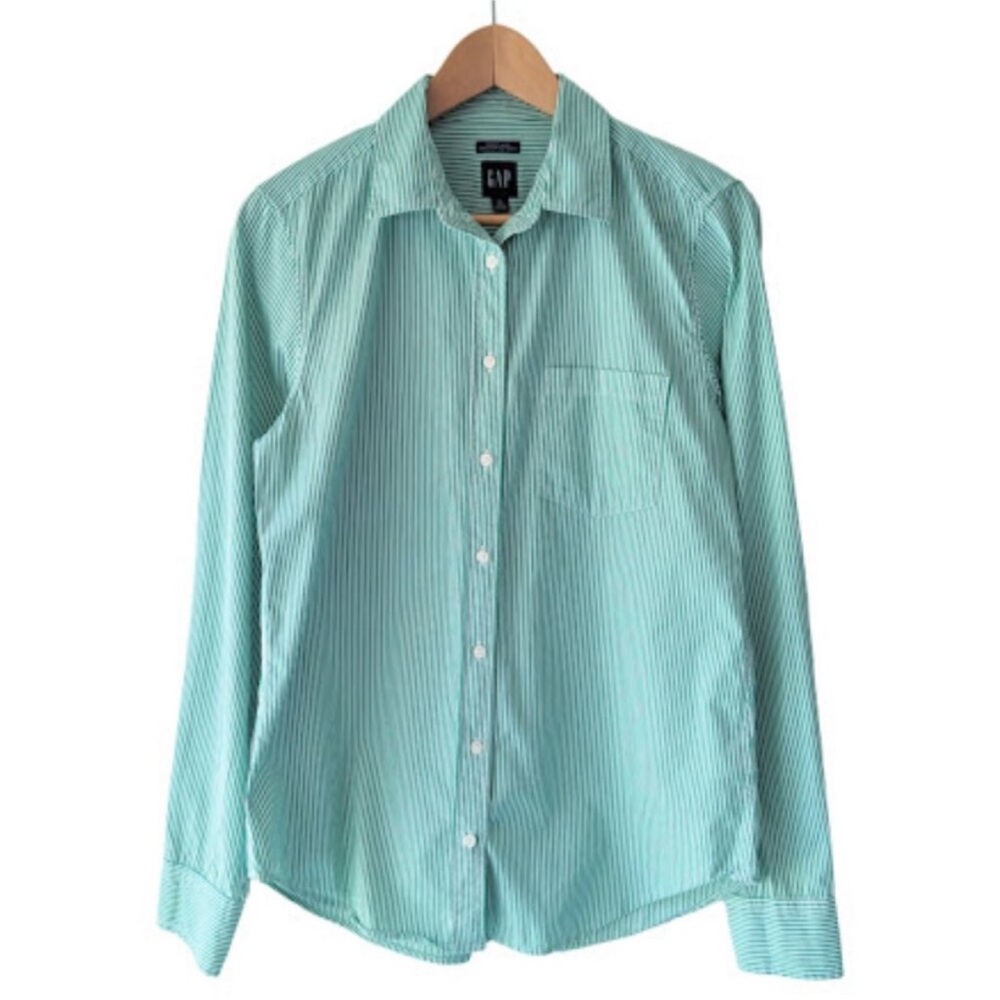 GAP Green Striped Button Down Shirt